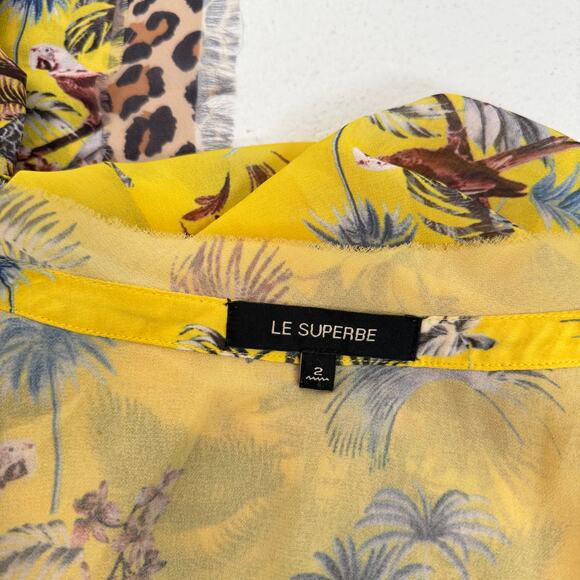 Le Superbe Tropical Chiffon Kimono Duster Robe Dress, Size 2 - Picture 9 of 11